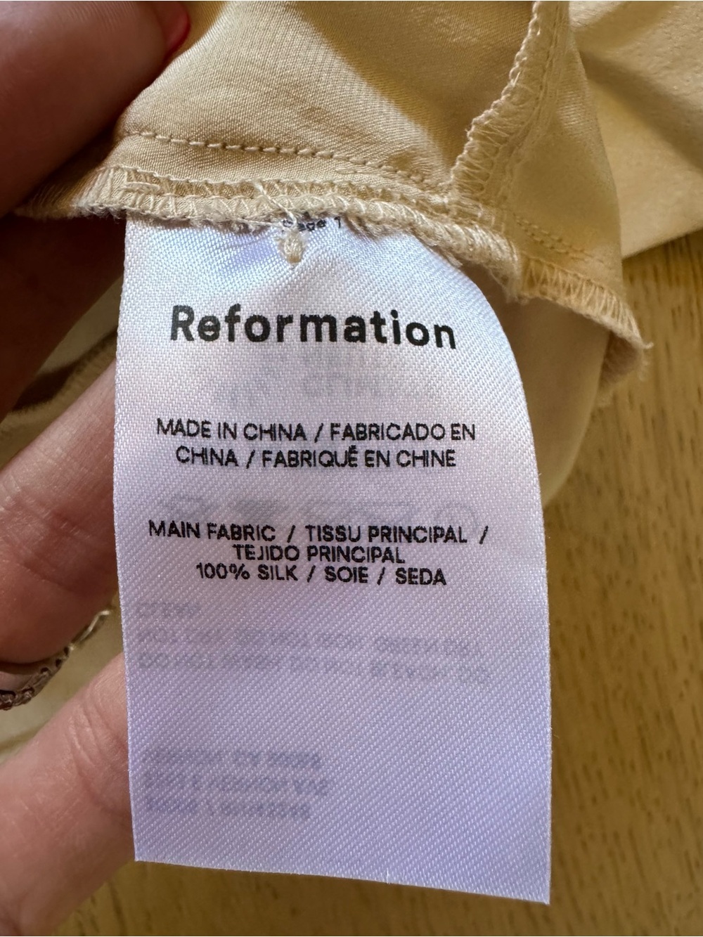 Reformation Satin V-Neck Blouse in Almond Cream - Picture 7 of 7